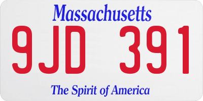 MA license plate 9JD391