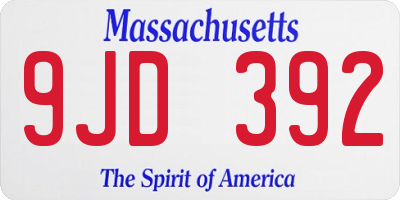 MA license plate 9JD392
