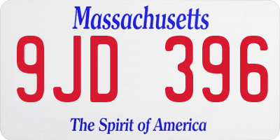 MA license plate 9JD396