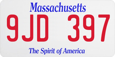 MA license plate 9JD397