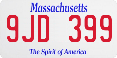 MA license plate 9JD399
