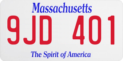 MA license plate 9JD401