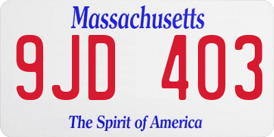 MA license plate 9JD403