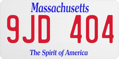 MA license plate 9JD404