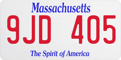 MA license plate 9JD405