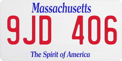 MA license plate 9JD406