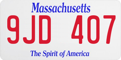 MA license plate 9JD407