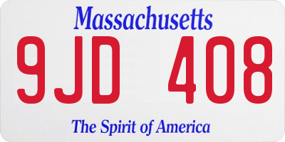 MA license plate 9JD408