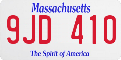 MA license plate 9JD410