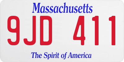 MA license plate 9JD411