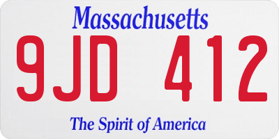 MA license plate 9JD412