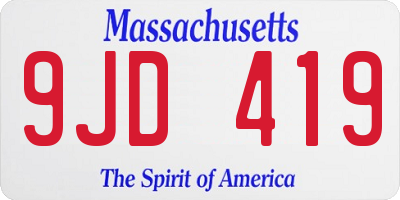 MA license plate 9JD419