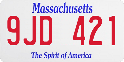 MA license plate 9JD421