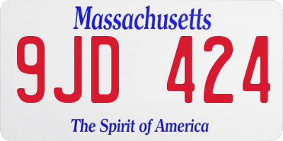 MA license plate 9JD424