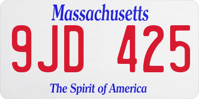 MA license plate 9JD425