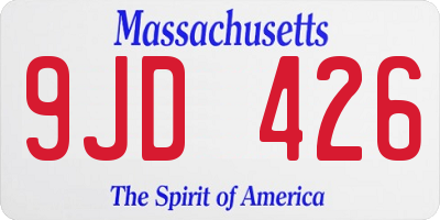 MA license plate 9JD426
