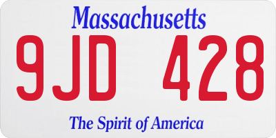 MA license plate 9JD428