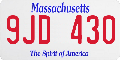 MA license plate 9JD430