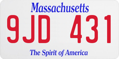 MA license plate 9JD431