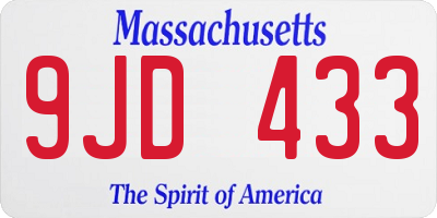 MA license plate 9JD433