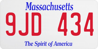 MA license plate 9JD434