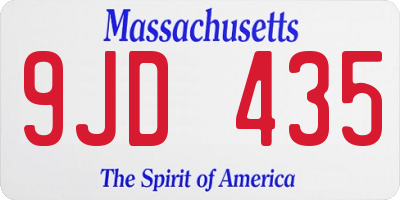 MA license plate 9JD435
