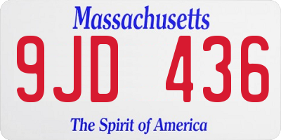 MA license plate 9JD436