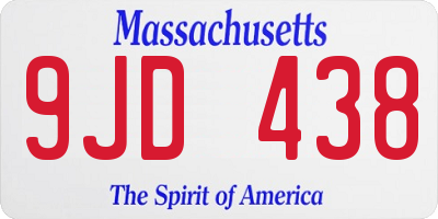 MA license plate 9JD438
