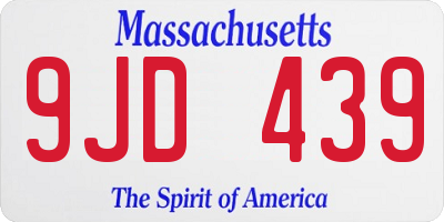 MA license plate 9JD439