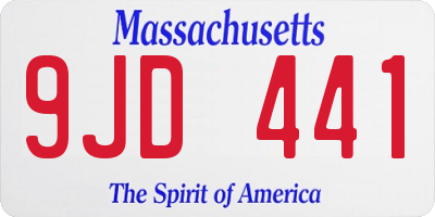 MA license plate 9JD441