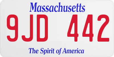 MA license plate 9JD442
