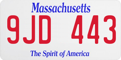 MA license plate 9JD443