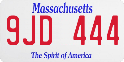 MA license plate 9JD444