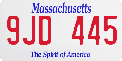 MA license plate 9JD445