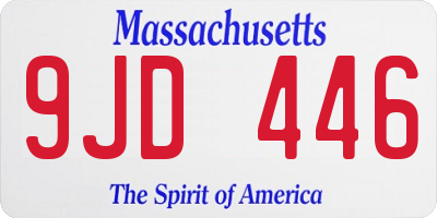 MA license plate 9JD446