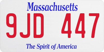 MA license plate 9JD447