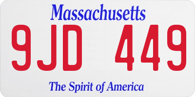 MA license plate 9JD449