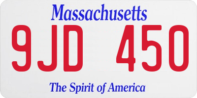 MA license plate 9JD450