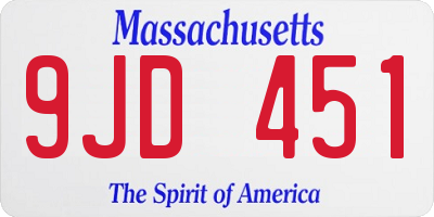 MA license plate 9JD451