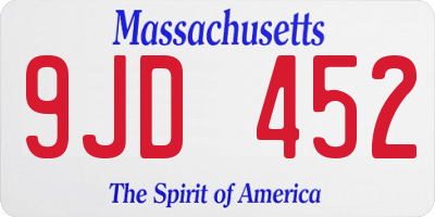 MA license plate 9JD452