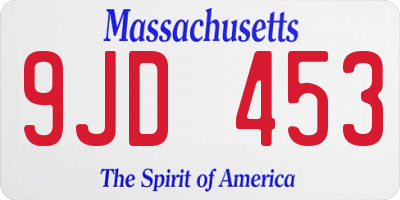 MA license plate 9JD453