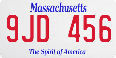 MA license plate 9JD456