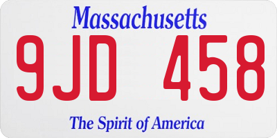 MA license plate 9JD458