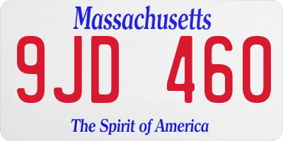 MA license plate 9JD460