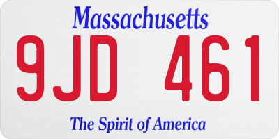 MA license plate 9JD461