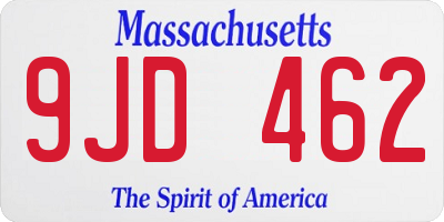 MA license plate 9JD462