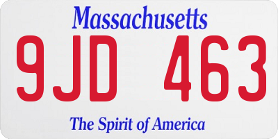 MA license plate 9JD463