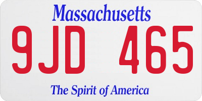 MA license plate 9JD465