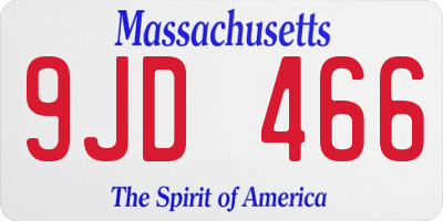 MA license plate 9JD466