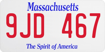 MA license plate 9JD467